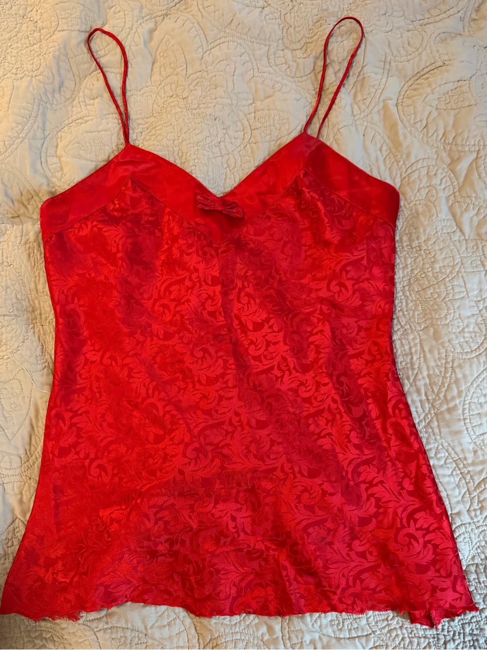 Cacique vtg 90s Red Floral Satin Camisole Slip top - Women Intimates